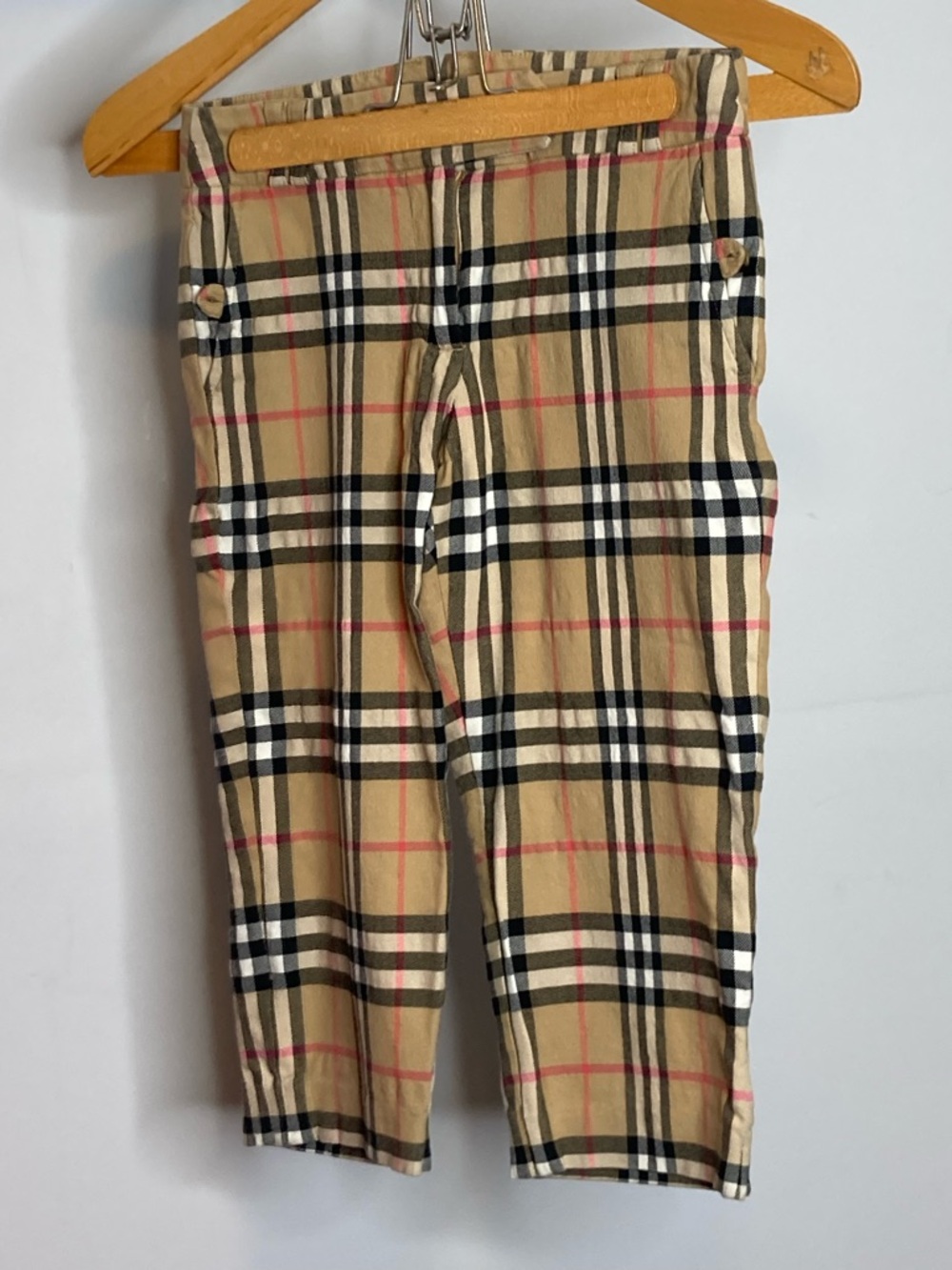 Burberry Beige Check Cotton Chinos